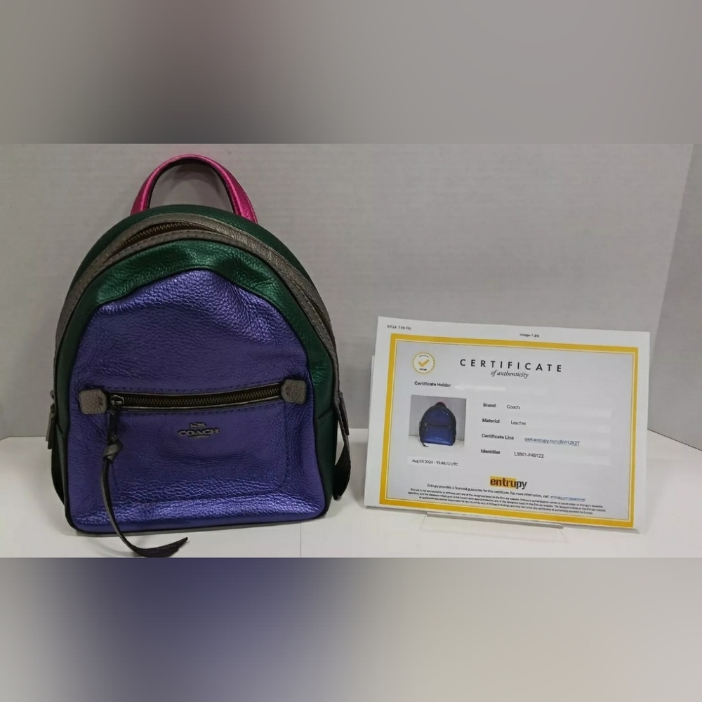 COACH Multicolor Andi Colorblock Metallic Satchel Purse Handbag Tote